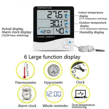 LCD-elektroniczny Cyfrowy miernik temperatury i wilgotności kryty basen termometr higrometr stacja pogodowa zegar HTC-1 HTC-2