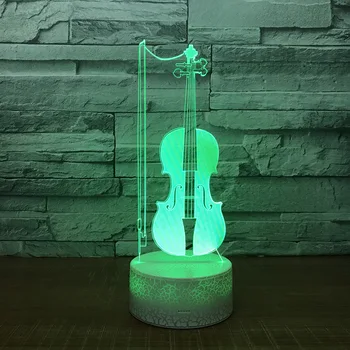 LED Skrzypce 3D stołowa lampa USB 7 kolorów zmiana instrumentów muzycznych nocne dzieci śpią oświetlenie prezent, wystrój domu