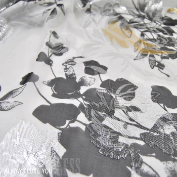 LEO&LIN duży szeroki biały i czarny kwiat, gałąź jedwab wiciokrzew Georgette szyfon cienka spódnica koszula tkaniny tkaniny tkaniny DIY