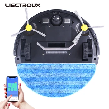 LIECTROUX Robot Vacuum Cleaner ZK808, WiFi App,wchłanianie 3000pa, nawigacja po mapie, inteligentna pamięć,lampa UV,wilgotna mop,bezszczotkowy silnik
