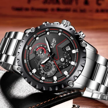 LIGE Top Brand luksusowe analogowe kwarcowy zegarek moda męska sport wodoodporny zegarek armia wojskowy chronograf Relogio Masculino+pudełko