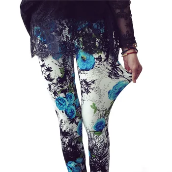 LJCUIYAO damskie legginsy moda plaid druku legginsy spodnie fitness siatka kwiatowy paski spodnie elastyczny pas spodnie rozmiar XXL
