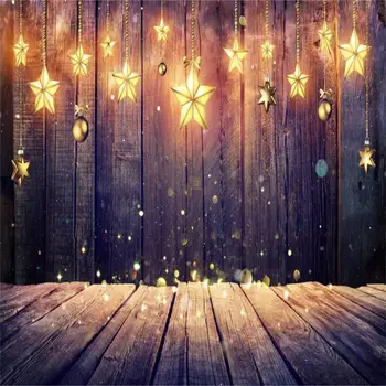 Laeacco Christmas Backgrounds For Photography Brilliant Star Light Bulb Wooden Board Baby Child Photo Backgrounds For Photo Studio
