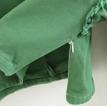 Lanbaiyijia nowe jesienne Damskie koszulki z długim rękawem O-neck zielony sweter koszula tylna zamek dekoracji krótkie koszule damska bluzka