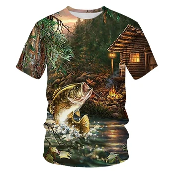 Lato ocean wędkarstwo drukowanie 3D mody męskie i damskie koszulki miękka konsystencja casual odzież męska t-shirt mężczyźni wykonane w Chinach