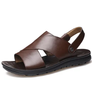 Lato plaża buty męskie sandały buty z miękkim dnem męskie rzymskie wygodne męskie sandały letnie miękkie sandały skórzane dla mężczyzn NALX6
