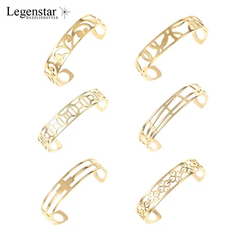 Legenstar 14 mm złoto stal nierdzewna mankietów bransoletki bransoletki Dla kobiet biżuteria wymienne Manchette Femme Prezent 1 szt. skóra