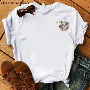 Leniwiec pączka koszulka Damska odzież 2019 biała koszula wydruku harajuku vogue Leniwiec koszulka Damska Kawaii meble ubrania leniwiec t-shirt topy