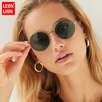 LeonLion moda okrągły rama duże okulary Kobiety rocznika małe twarzy kobiety/mężczyźni okulary cukierki kolor handlowe Okulary