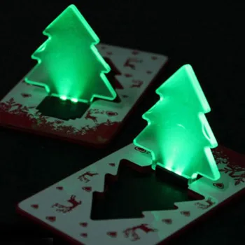 Lot 10 szt. mini przewodnik led składana karta kredytowa choinka lampa Świąteczny prezent Świąteczny dobre prezenty