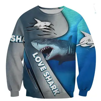 Love Shark 3D All Over Printed Męskie bluzy Harajuku meble odzież bluza unisex codzienny sweterek jesienna kurtka, dresy KJ0132