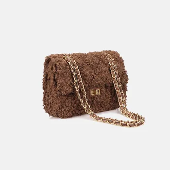 Luksusowe torebki damskie torby designerskie kurierska Torba damska 2021 mały pachnący wiatr pluszowe torba łańcuch jedno ramię baranek włosów torba