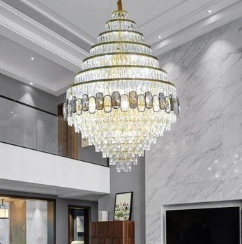 Luksusowy crystal villa duży żyrandol do salonu holu oświetlenie dekoracyjne mieszany kolor kryształowy lampa