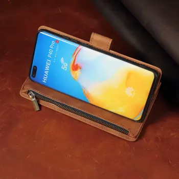 Luksusowy skórzany portfel dla HUAWEI P30/ELE-L09/L29 Case magnetyczny portfel na zamek mobilny portfel retro flip-mapa stoiska pokrywa skóra