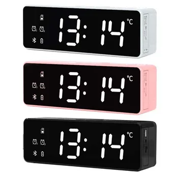 Lustro budzik led zegar cyfrowy głośnik Bluetooth z FM bezprzewodowy tryb nocny Reloj Despertador cyfrowy wystrój domu