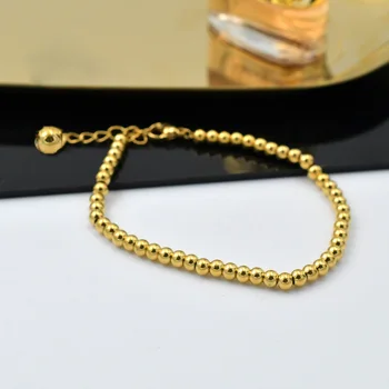MADALENA SARARA 18K Gold Round Hallow bransoletka Beads Au750 Gold damska bransoletka prawdziwe złoto wykonane regulowany