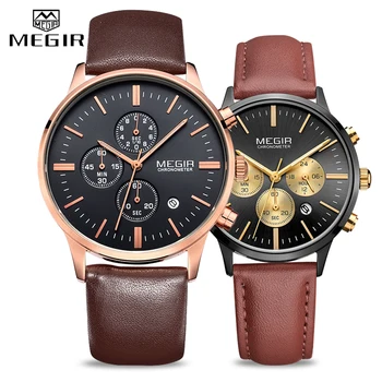 MEGIR 2 szt./kpl. chronograf Mężczyzna Kobiet zegarki najlepsze marki luksusowych kilka godzin moda, sport, Kwarcowy zegarek dla miłośników zegarek