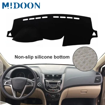 MIDOON pokrywa desce rozdzielczej samochodu dla Hyundai Accent Verna 2012 2013 2016 2017 Solaris Dash Mat Pad Carpet Anti-UV i Anti-slip