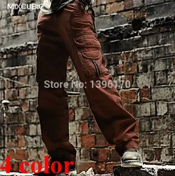 MIXCUBIC 2019 nowe taktyczne spodnie z wieloma kieszeniami męskie temat wypłukane wojskowe kombinezony z bawełny męskie kawowe spodnie-cargo męskie rozmiary 28-38