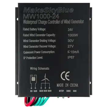 MakeSkyBlue Wind Charge Controller for 1000W Wind Turbine Generator Only 24V Batteries Not for Solar Panel Clean Energy