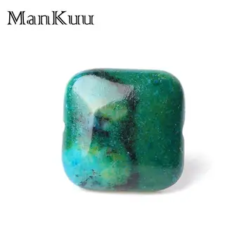 ManKuu 20mm Square Green Blue Natural Phoenix Stone Beads For DIY Jewelry Making Smooth mistrzowski pas aktywnego drukujących Natural Gem Stone Beads 5pcs/Lot
