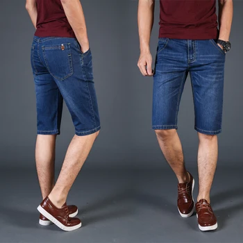 Marka codzienne spodenki męskie jeans krótkie męskie męskie dżinsy Homme Denim Slim Fit spodnie Proste niebieskie rowerzysta letnie duze rozmiary 40 42 44 46