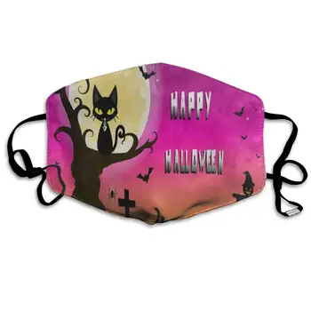 Maska Do Twarzy Happy Halloween Cat Tree Moon Colorful Fantastyczny Cycling Half Face Earloop Nose Mask For Man
