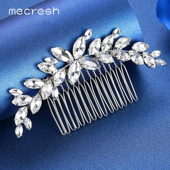 Mecresh Clear Marquise Crystal ślubne grzebienie do włosów / szpilki ślubne akcesoria do włosów liści ozdoby do włosów biżuteria panna młoda biżuteria ślubna FS260