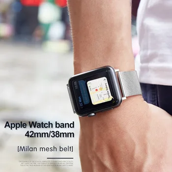 Mediolańska zawias pasek bransoleta ze stali nierdzewnej dla Apple Watch series 1 2 3 42 mm 38 mm pasek do mc 4 5 SE 6 40 mm 44 mm watchband