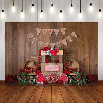 Mehofond Walentynki fotografia ślub tło czerwone róże kwiaty retro tekstura drewna dla dzieci tło studio fotograficzne rekwizyty