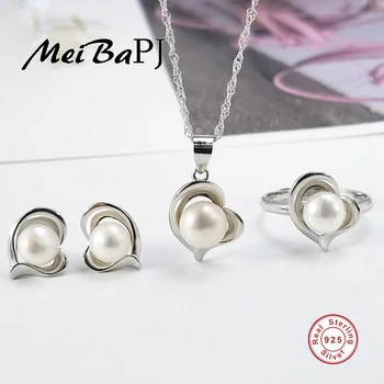 [MeiBaPJ]moda osobowość serce AAA Cyrkon zestaw S925 srebrny kolczyk & naszyjnik i pierścień wykwintne zestawy biżuterii dla kobiet