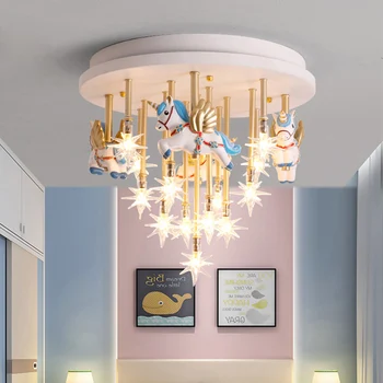 Merry Go Round Shape Led Cute Bedroom Lights For Girls Baby Room Light For Kids Room Boy Room Lighting Kds Żyrandol Światło Lampy