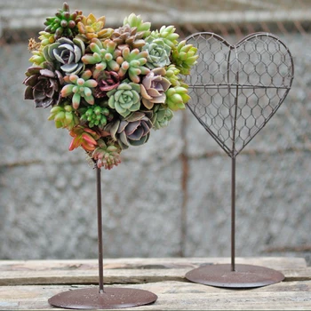 Metalowe ramki żelaza drutu kształt serca metalowy sadzarka romantyczny Ślub dekoracje 17cm