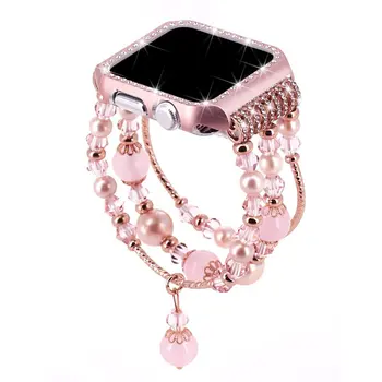 Metalowy Diament obudowa+ pasek do Apple Watch Series 6 SE 5 4 3 2 Bransoletka kobiety wymiana paska do zegarka iWatch 38 mm 42 mm 40/44 mm