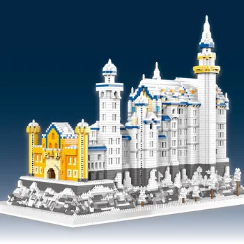 Miasto znane śnieg Łabędź zamek architektura bloki twórca mini mikro diamentowe cegły zabawki dla dzieci prezent