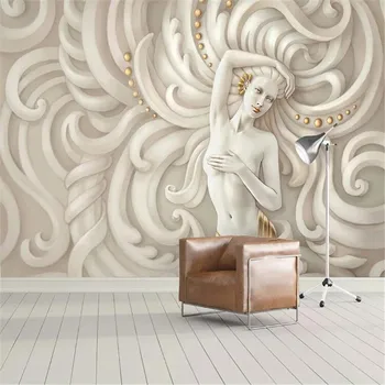 Milofi3d stereo relief beauty sculpture angel sexy woman background wall paper mural
