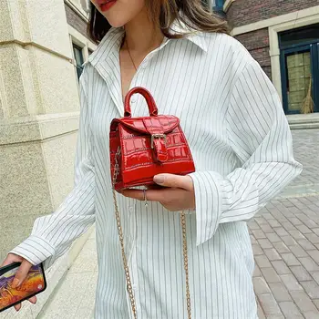 Mini mała kwadratowa torba eleganckie skórzane mini torba na ramię dla kobiet czysty kolor łańcucha torba na ramię hotelowego