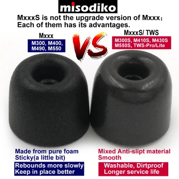 Misodiko M400 Memory Foam Earbuds Tips Eartips for RHA MA390 MA650 T10i T20i/ Momentum In-Ear, CX 3.00/ B&O H3 H5 E4 E6/ Beats X