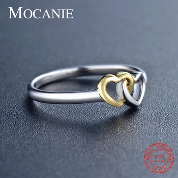 Mocanie minimalistyczny hollow serca blokada pierścień dla kobiet 925 srebro pierścionek zaręczynowy wykwintne biżuteria prezent Walentynki
