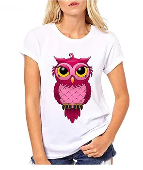 Moda Sowa zwierzęta szablon damska, bawełniana koszulka casual z długim rękawem letnia koszulka topy