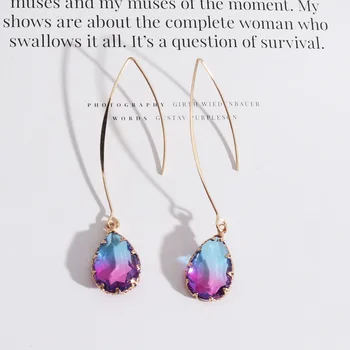 Moda Waterdrop szlifowane kolorowe kolczyki Galss miedź Binding Edge Water Drop kolczyki biżuteria dla kobiet