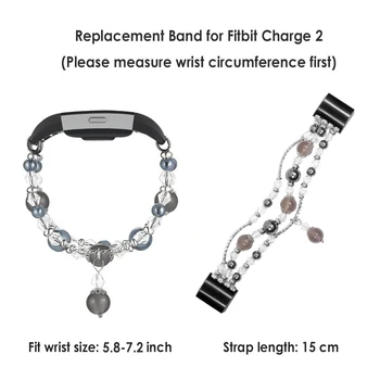 Moda damska bransoletka handmade dla Fitbit Charge 3/4 SE perłowe koraliki bransoletka dla Fitbit Charge 2 Smartwatch pasy czarny agat