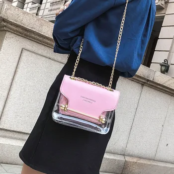 Moda mały kwadratowy przezroczysty PVC torba na ramię kobiety cukierki torba znanej marki żeński projektant torebka kopertówka