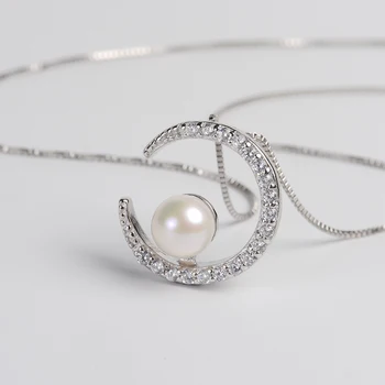 Moda naturalny czarny perła wisiorek naszyjnik Księżyc biżuteria dla kobiet słodkowodne perły naszyjnik łańcuch akcesoria