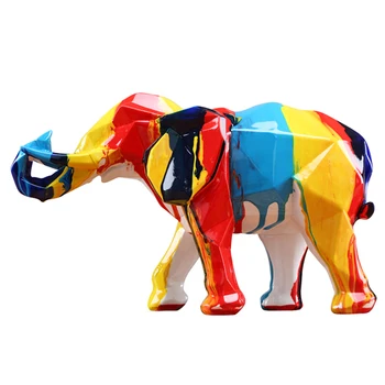 Moda splash kolor posąg słonia żywicy wystrój dekoracja domu szczęśliwa matka i dziecko słoń rękodzieło prezent ozdoby stołowe