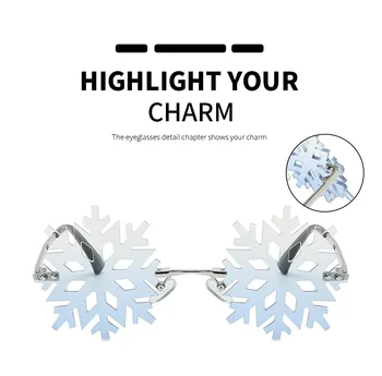 Moda Śnieżynka damskie okulary bez oprawek okulary przezroczysty biały punk okulary vintage męskie okulary wyjątkowe świąteczne odcienie
