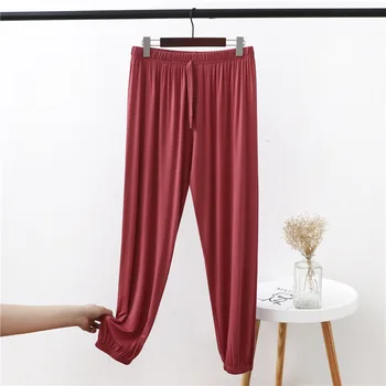Modal temat spodnie od piżamy dla kobiet wiosna jesień Wysoka talia, długie spodnie od piżamy M-6XL plus rozmiar elastyczne, wygodne spodnie od piżamy