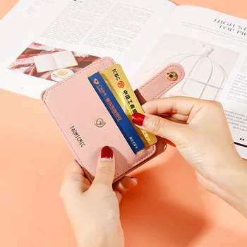 Modne miękkie skórzane uchwyty tożsamości kobiety biznesu, posiadacz karty kredytowej portfel małe damskie portfele mini portfel na monety kieszeni żółty