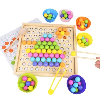 Montessori Drewniane Zabawki Przedszkole Klip Koraliki Interaktywna Gra Logiczna Pamięci Podręczniki Dla Dzieci Wczesne Zabawki Edukacyjne Dla Dzieci