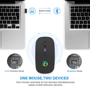Mysz bezprzewodowa RGB Bluetooth mysz gamer cicha myszka ergonomiczna Mause akumulator 5.0 Bluetooth USB myszy do PC laptopa